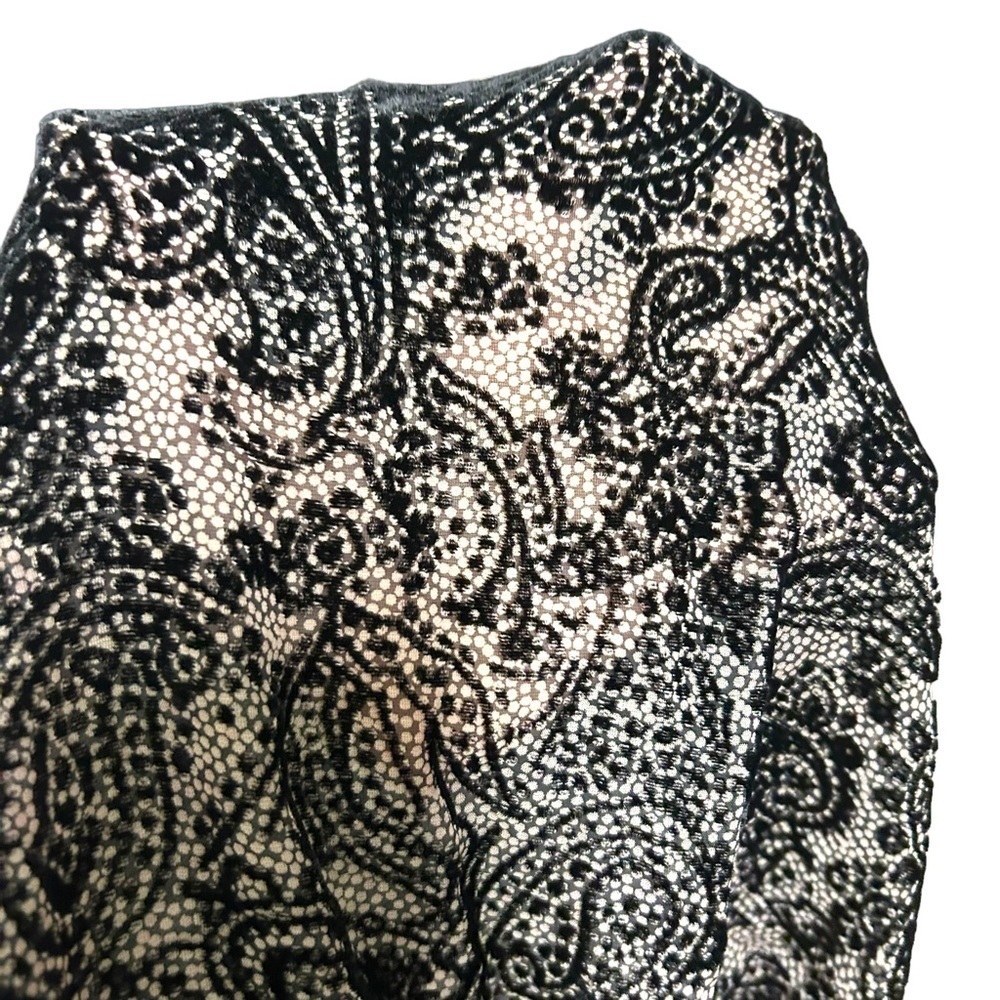 SUNDANCE S blouse Paisley velvet Burnout Flocked sheer crochet detail whimsygoth - Picture 5 of 15